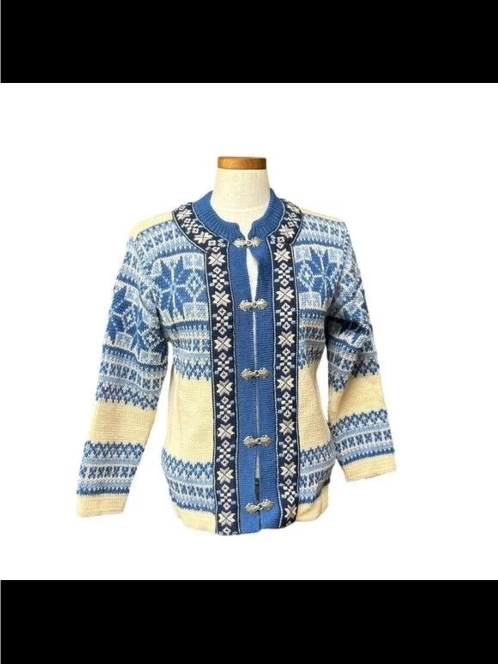 Vintage Nordstrikk Norwegian Penny Hill Virgin Wool clasp cardigan medium
